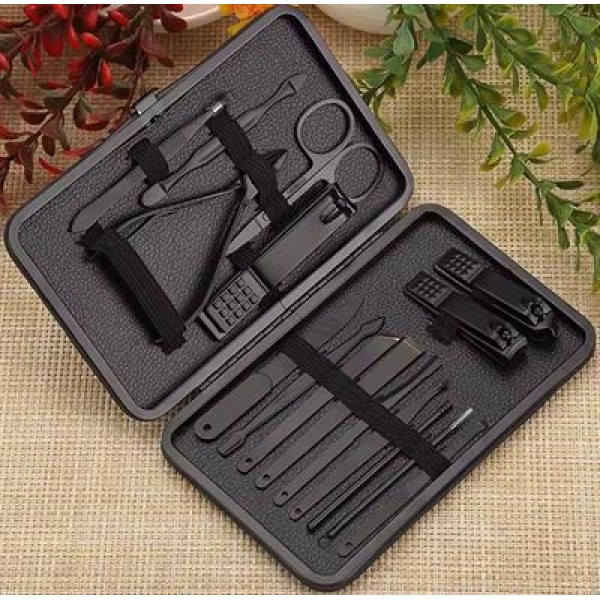 Sunup SN-27099 Siyah Paslanmaz Çelik 18in1 Profesyonel Manikür Tırnak Bakım Seti