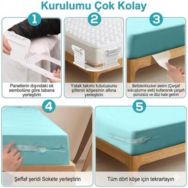 Sunup SN-29126 Pratik 4'lü Nevresim - Çarşaf Tutucu Sabitleyici