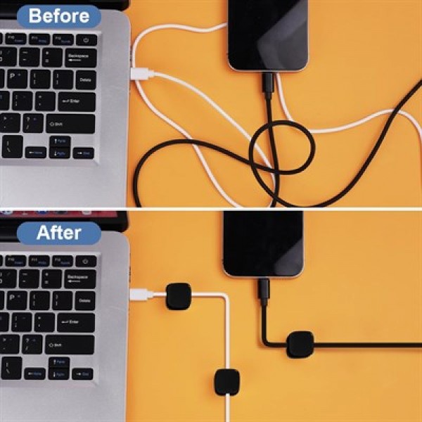 Sunup SN-29135 Manyetik 6'lı Kablo Tutucu Düzenleyici Organizer Klips Siyah 