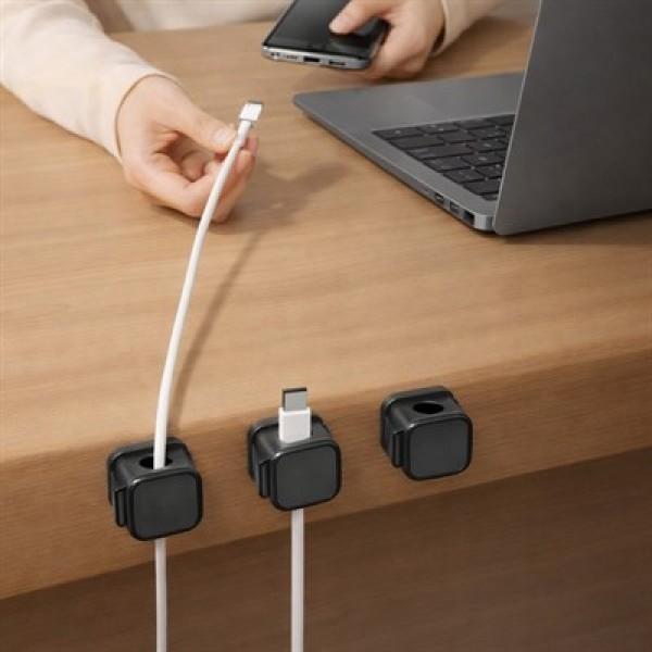 Sunup SN-29135 Manyetik 6'lı Kablo Tutucu Düzenleyici Organizer Klips Siyah 