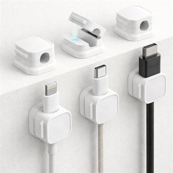 Sunup SN-29136 Manyetik 6'lı Kablo Tutucu  Düzenleyici Organizer Klips Beyaz                                                         