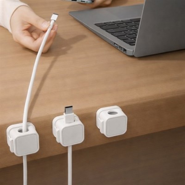 Sunup SN-29136 Manyetik 6'lı Kablo Tutucu  Düzenleyici Organizer Klips Beyaz                                                         