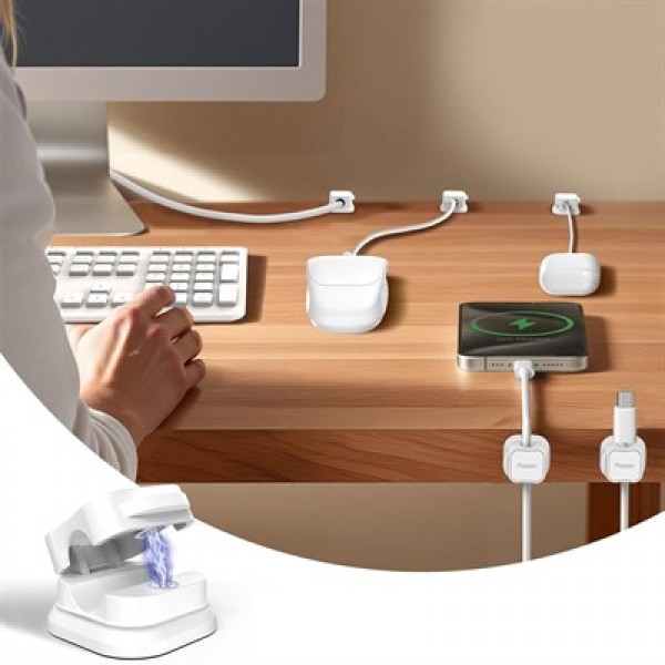 Sunup SN-29136 Manyetik 6'lı Kablo Tutucu  Düzenleyici Organizer Klips Beyaz                                                         