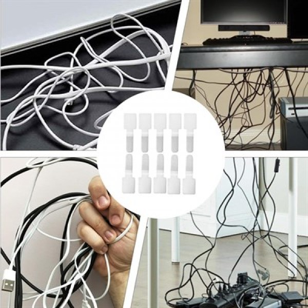 Sunup SN-29137 Beyaz Yapışkanlı 10'lu Kablo Düzenleyici 