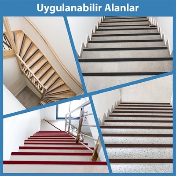 Sunup SN-29152 Kendinden Yapışkanlı Kaymaz Kauçuk Merdiven Basamak Şeridi 5x2.5x100cm Gri