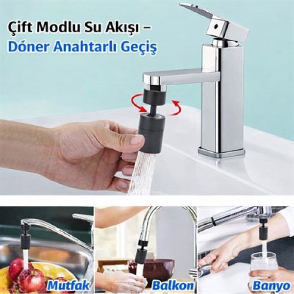 Sunup SN-29318 Çift Hız Ayarlı Siyah Musluk Başlığı                                                 
