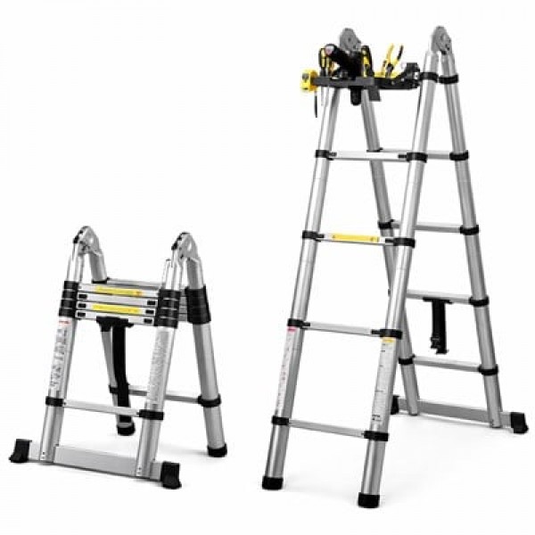 Sunup SN-29681 1.9+1.9 Metre Teleskopik Merdiven Karavan & Tekne Katlanır Alüminyum