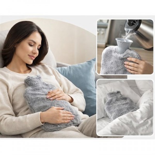 Sunup SN-29909 Peluş Kılıflı Yumuşak Dokulu 30 Cm 2000 Ml Kapasiteli Sıcak Su Torbası