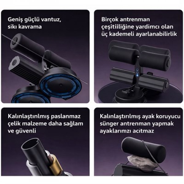 Sunup SN-29962 Çift Vantuzlu  Ev Tipi 3 Kademe Boy Ayarlı Mekik - Karın Egzersiz Aleti              