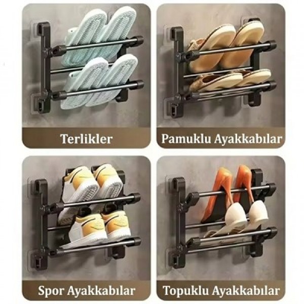 Sunup SN-30748 Siyah Duvara Monte 65 Cm Çok Amaçlı Pratik Terlik Ayakkabı Ve Havlu Düzenleyici Sunup SN-30748 Siyah Duvara Monte 65 Cm Çok Amaçlı Pratik Terlik Ayakkabı Ve Havlu Düzenleyici