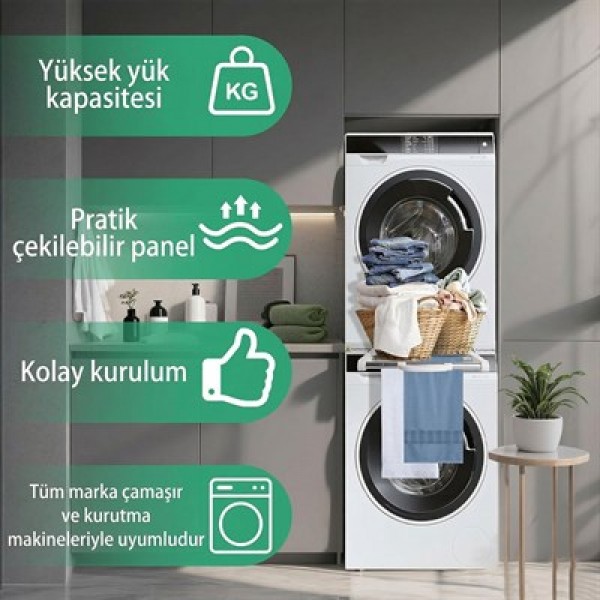 Çamaşır Makinesi ve Kurutucu İstifleme Seti Askılıklı