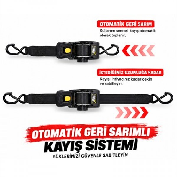 Sunup SN-37790 Otomatik Geri Sarımlı Cırcırlı Yük Bağlama Kayışı Halatı 3 Metre 2 Ton Sunup SN-37790 Otomatik Geri Sarımlı Cırcırlı Yük Bağlama Kayışı Halatı 3 Metre 2 Ton