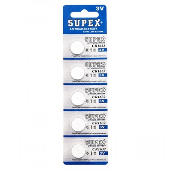 Supex CR1632 3 Volt Lityum 1632 Düğme Pil (5'li Paket) Supex CR1632 3 Volt Lityum 1632 Düğme Pil (5'li Paket)