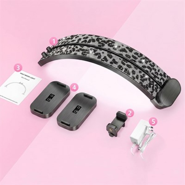 TrLed F-550A Zebra Elmas Desenli 55cm Katlanabilir Yarım Ay Protez Tırnak ve Güzellik Uzmanı Masa Lambası