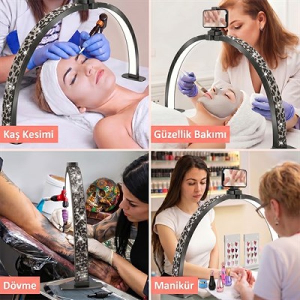 TrLed F-700A 70CM Zebra Desenli Katlanabilir Masaüstü Manikür ve Protez Tırnak Lambası