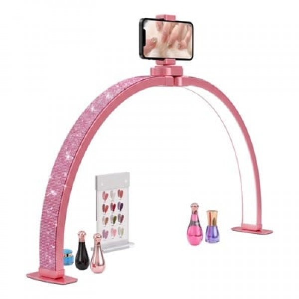 TrLed F-700A 70CM Pembe Elmas Desenli Katlanabilir Masaüstü Manikür ve Protez Tırnak Lambası