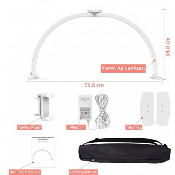 TrLed F-700A 70CM Göl Mavisi Elmas Desenli Katlanabilir Masaüstü Manikür ve Protez Tırnak Lambası