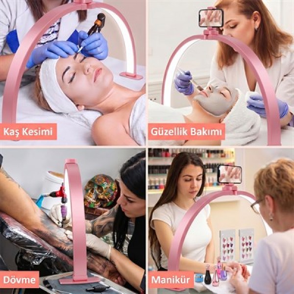 TrLed F-700A 70CM Pembe Katlanabilir Masaüstü Manikür ve Protez Tırnak Lambası