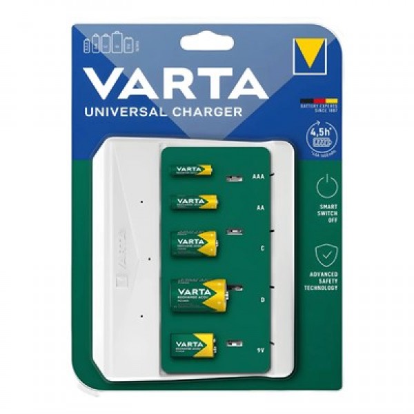 Varta 57658 Universal Charger Type-C USB Çoklu 5'li Pil Şarj Cihazı (AA / AAA / C / D / 9V) Varta 57658 Universal Charger Type-C USB Çoklu 5'li Pil Şarj Cihazı (AA / AAA / C / D / 9V)