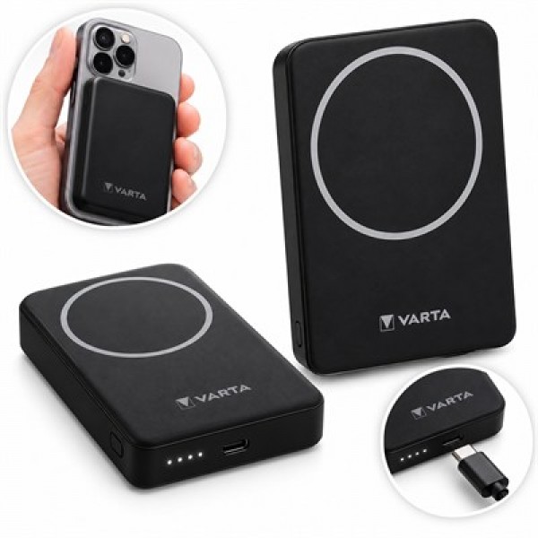 Varta 57903 Mag Pro MagSafe 5.000mAh Siyah Manyetik Kablosuz Powerbank Varta 57903 Mag Pro MagSafe 5.000mAh Siyah Manyetik Kablosuz Powerbank