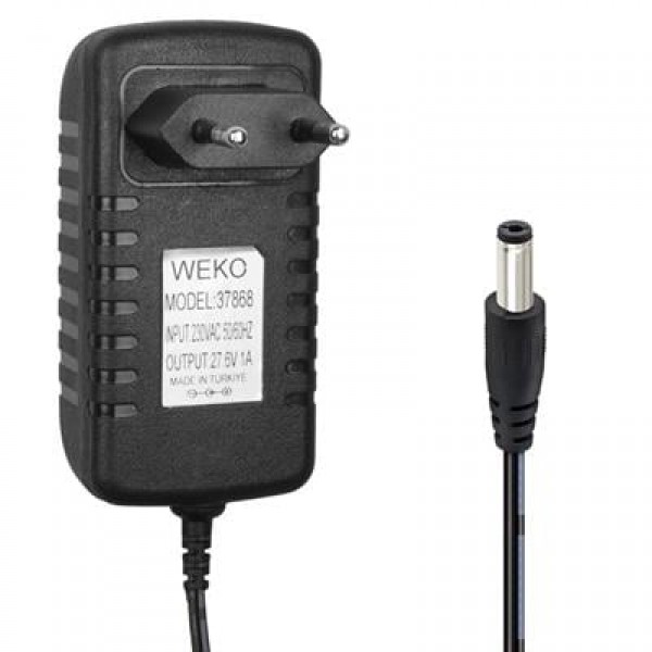 Weko WK-37868 27.6 Volt - 1 Amper 5.5*2.5 Uçlu  Ledli Yerli Üretim Priz Tipi Dikey Süpürge Şarj Adaptörü
