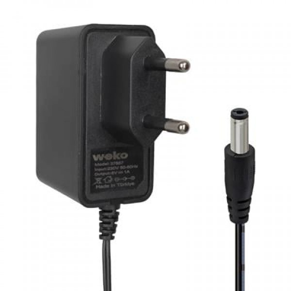Weko WK-37857 Plastik Kasa 8 Volt - 1  Amper Yerli Üretim 5.5*2.5 Mm Uçlu Priz Tipi Adaptör