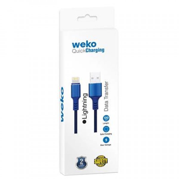 Weko WK-22025 USB To Lightning Örgülü Siyah Telefon Şarj Kablosu