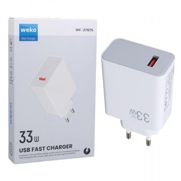 Weko WK-27875 M11 Beyaz 33 Watt Turbo Usb Şarj Başlık Adaptörü 