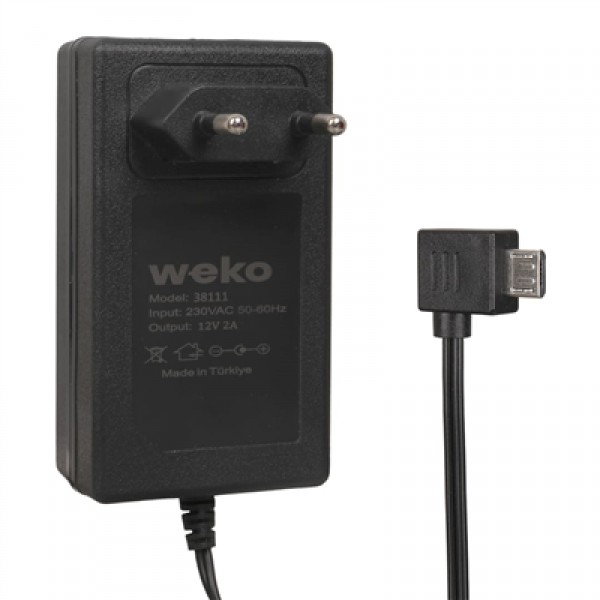 Weko WK-38111 Yerli Üretim 12 Volt - 2 Amper Micro Usb L Uçlu Priz Tipi Adaptör