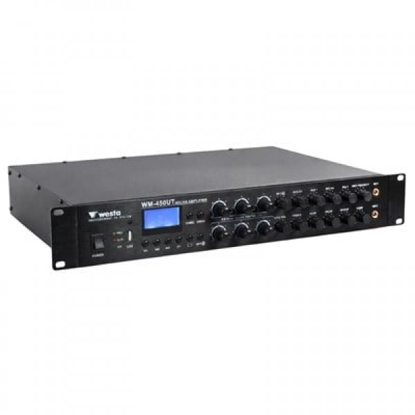 Westa WM-450UT 450W 6 Bölge Kontrollü Profesyonel Mikser Anfi Bluetooth, USB ve Eko Destekli Hat Trafolu Güç Ünitesi