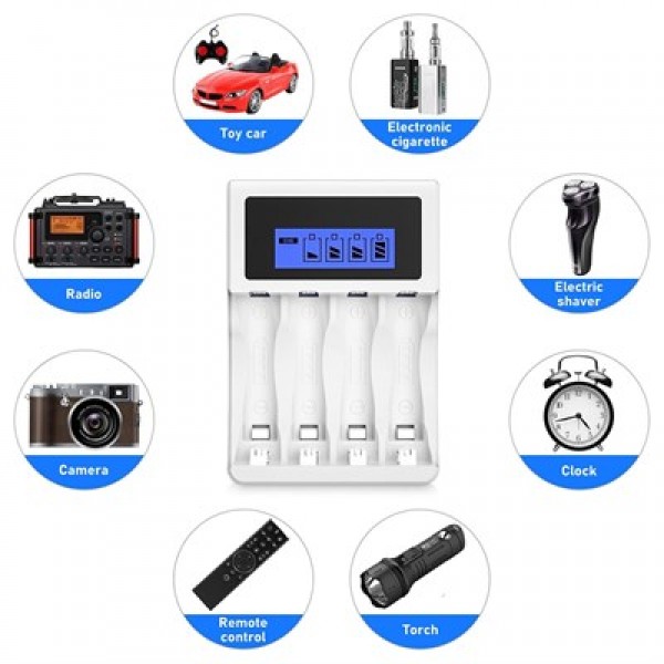 X-LEVEL CH1-201AL 4 Yuvalı LCD Ekranlı Akıllı AA/AAA Ni-MH Hızlı Pil Şarj Cihazı X-LEVEL CH1-201AL 4 Yuvalı LCD Ekranlı Akıllı AA/AAA Ni-MH Hızlı Pil Şarj Cihazı