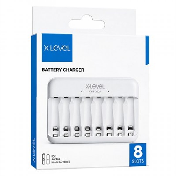 X-Level CH1-202A NI-MH AA-AAA 8'li Pil Şarj Cihazı