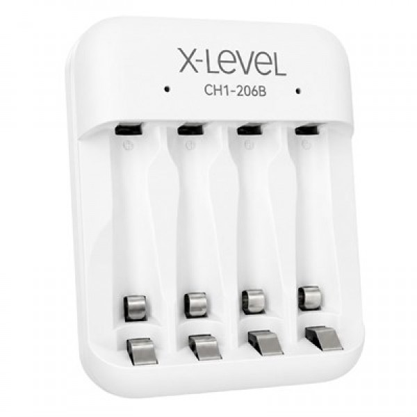 X-LEVEL CH1-206B 4 Yuvalı USB-C Girişli Akıllı AA/AAA Ni-MH Hızlı Pil Şarj Cihazı X-LEVEL CH1-206B 4 Yuvalı USB-C Girişli Akıllı AA/AAA Ni-MH Hızlı Pil Şarj Cihazı