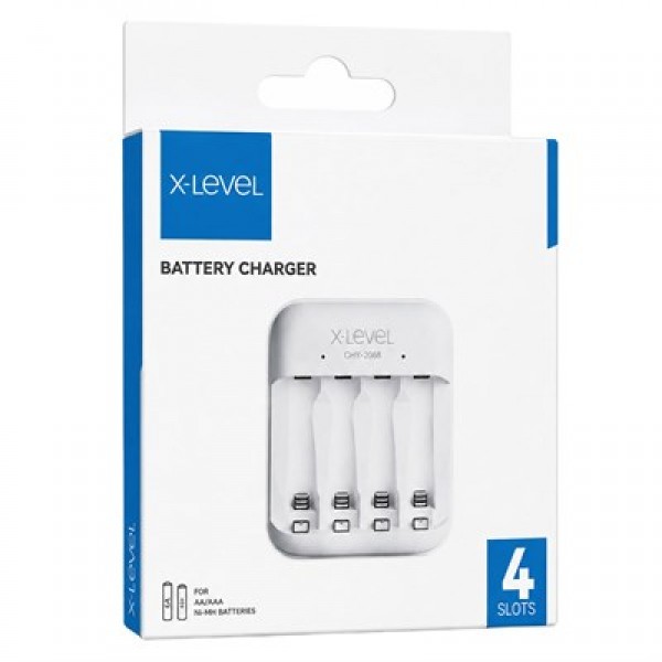 X-LEVEL CH1-206B 4 Yuvalı USB-C Girişli Akıllı AA/AAA Ni-MH Hızlı Pil Şarj Cihazı X-LEVEL CH1-206B 4 Yuvalı USB-C Girişli Akıllı AA/AAA Ni-MH Hızlı Pil Şarj Cihazı