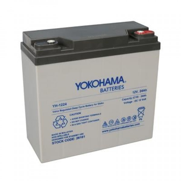 Yokohama YH-122.4 12 Volt - 24 Amper Elektrikli Bisiklet Aküsü (180x76x167 mm)