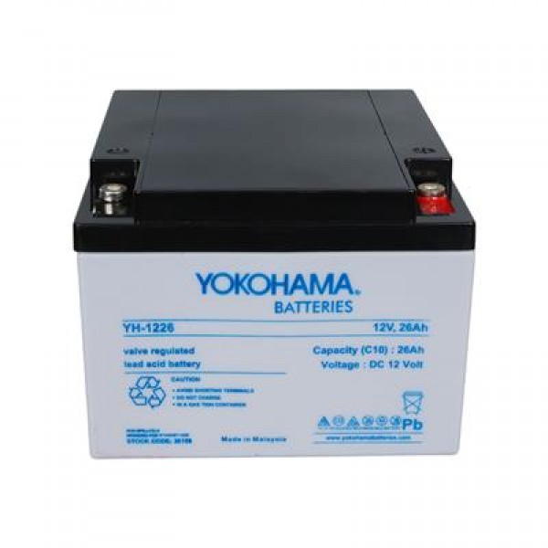 Yokohama YH-122.6 12 Volt  26 Amper Akü (165x176x125 mm)
