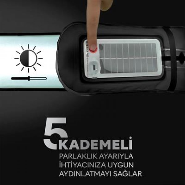 ZMR ZMR-385 Katlanır Şişirilebilir Beyaz Ledli Aydınlatma Tüpü USB Ve Güneş Enerjisi Şarjlı Armatür